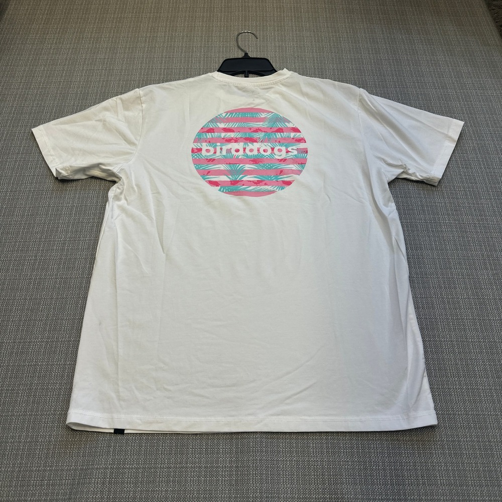 Birddogs Graphic T Shirt White Pink Logo Casual Stretch Men Large‎
